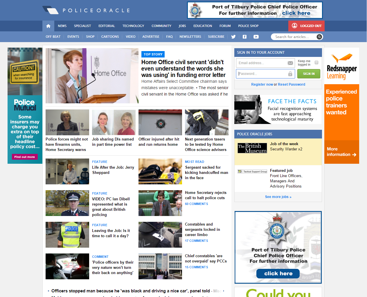 Police Oracle Home Page - GetSet Media Case Study