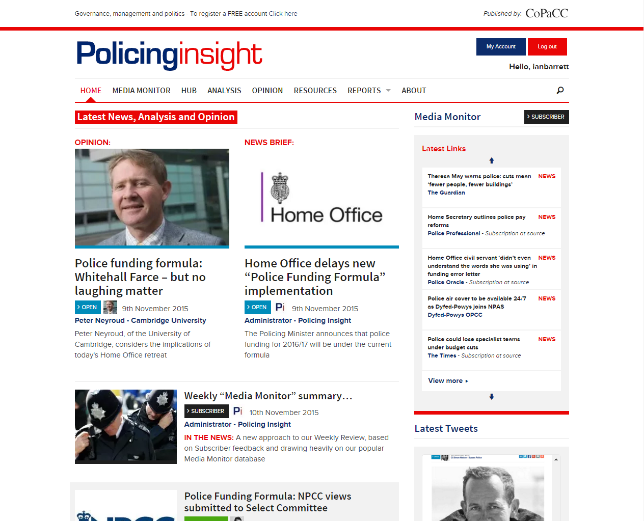 PolicingInsight Home Page - GetSet Media Case Study